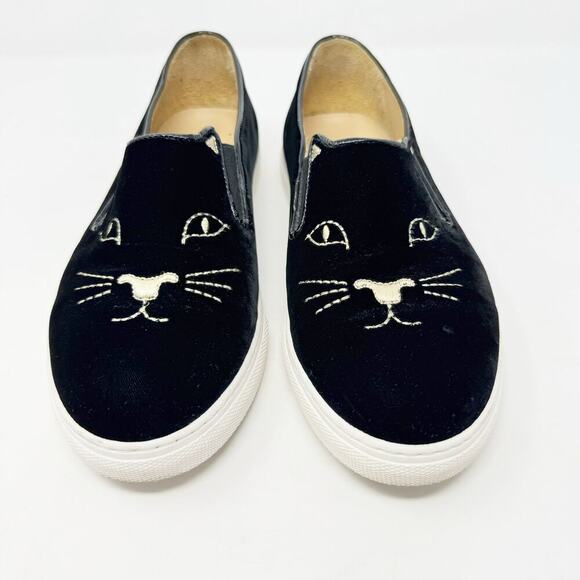 Charlotte Olympia Cool Cat Slip On Sneakers Black Velvet Size 40 / US 9 - Picture 4 of 10